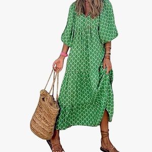 Spring perfect! New with tags Ladies boho green print maxi dress